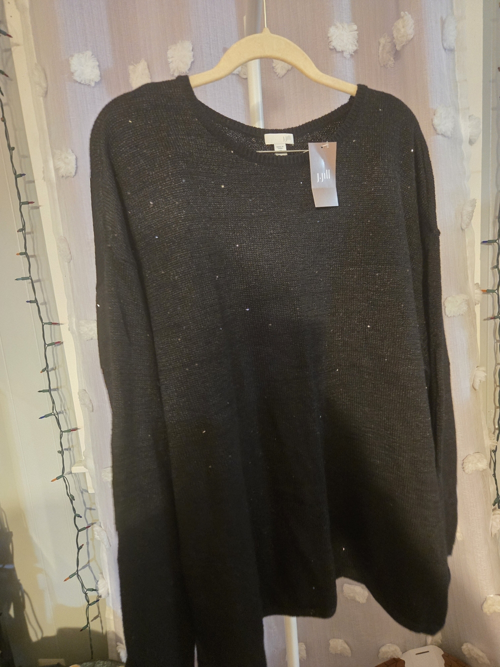 J.Jill 3X Black Sequin Knit Sweater Plus Size NWT $99